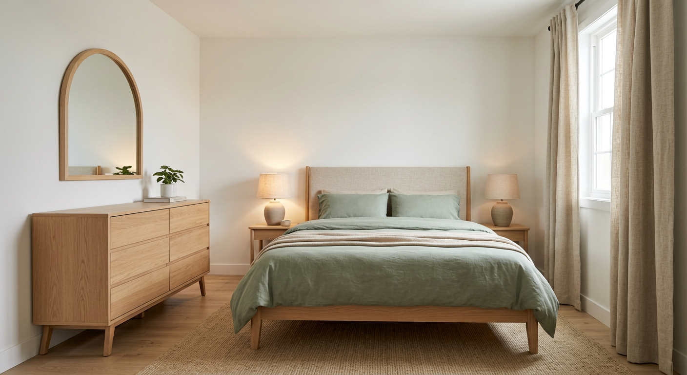 Japandi Bedroom Under $1,000 — AI room design