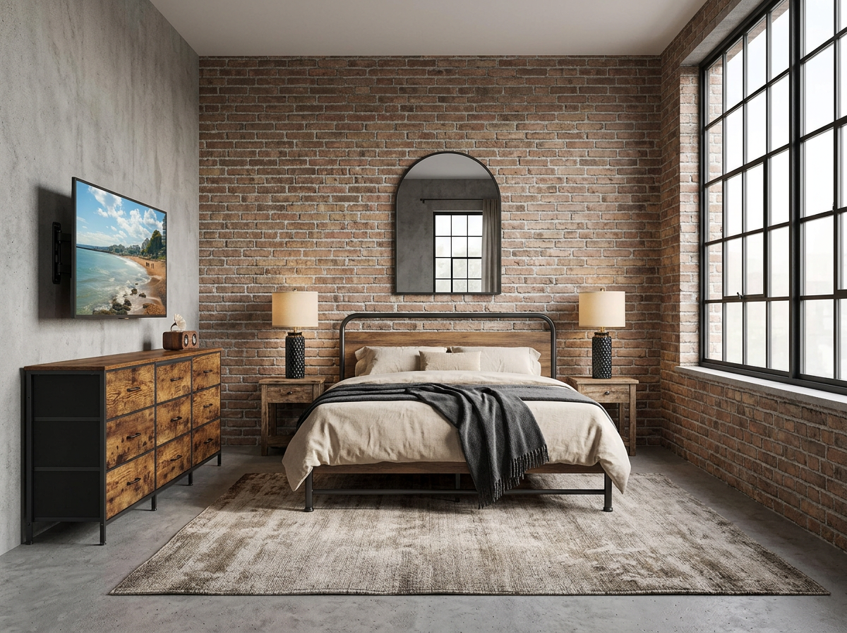 Industrial Bedroom Under $300 — AI room design